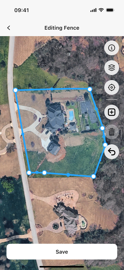 Redesigned fence editor using compact contextual controls over a full-height map.