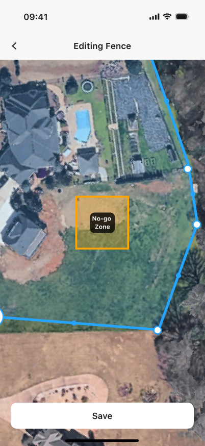 Redesigned map editor showing a labeled no-go zone being placed.
